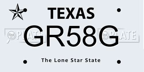GR58G Texas License Plate