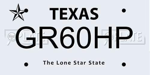 GR60HP Texas License Plate