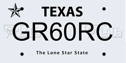 GR60RC Texas License Plate