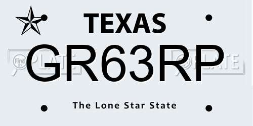 GR63RP Texas License Plate