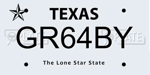 GR64BY Texas License Plate