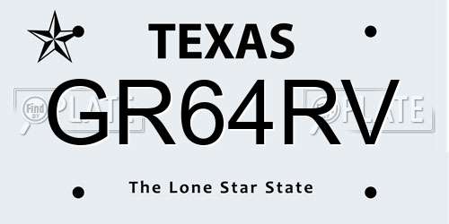 GR64RV Texas License Plate