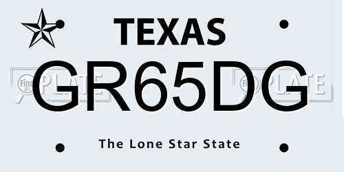 GR65DG Texas License Plate