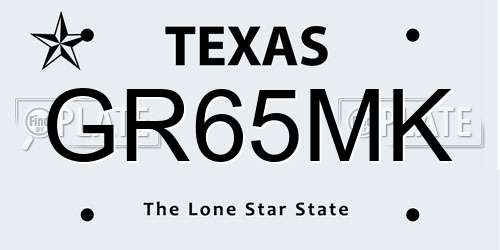 GR65MK Texas License Plate