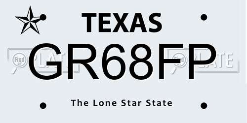 GR68FP Texas License Plate