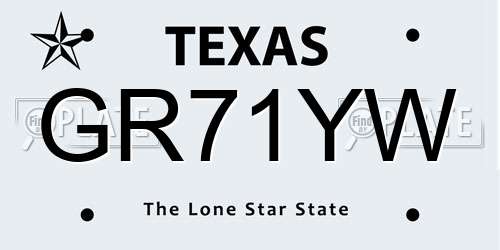 GR71YW Texas License Plate