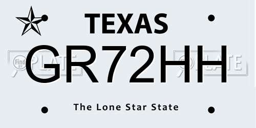 GR72HH Texas License Plate