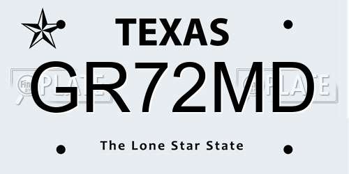 GR72MD Texas License Plate