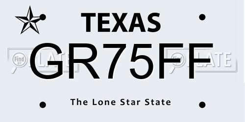GR75FF Texas License Plate