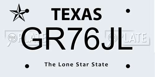 GR76JL Texas License Plate