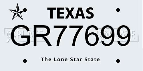 GR77699 Texas License Plate