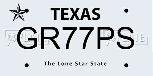 GR77PS Texas License Plate