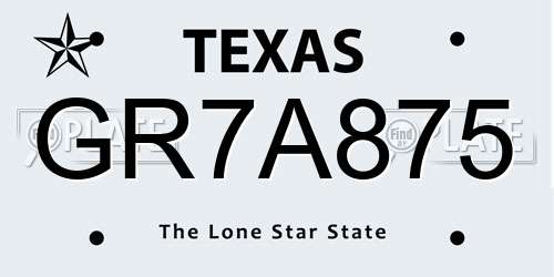 GR7A875 Texas License Plate