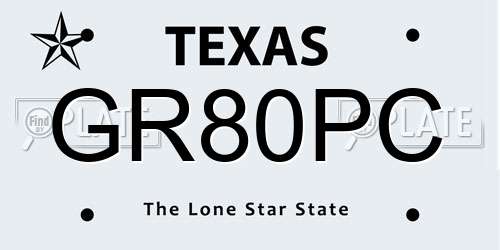GR80PC Texas License Plate