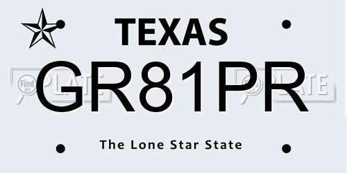 GR81PR Texas License Plate
