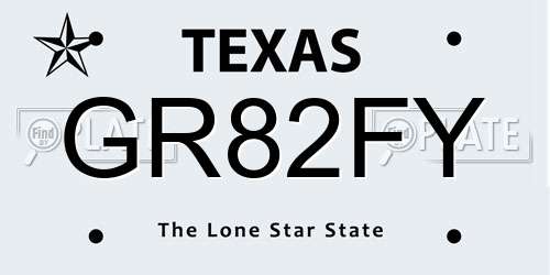 GR82FY Texas License Plate