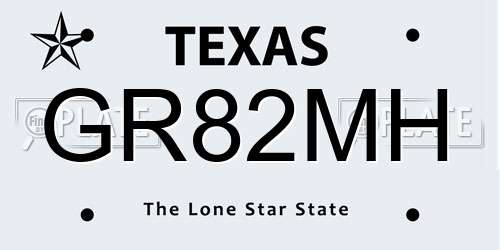 GR82MH Texas License Plate