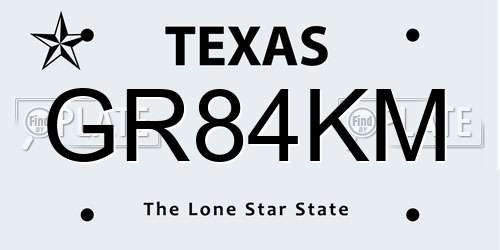 GR84KM Texas License Plate