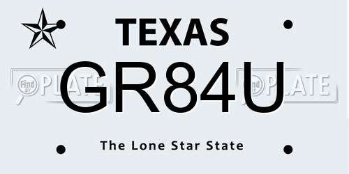 GR84U Texas License Plate