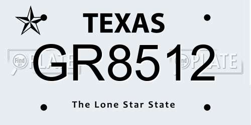 GR8512 Texas License Plate