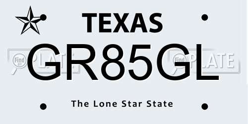 GR85GL Texas License Plate