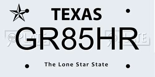 GR85HR Texas License Plate