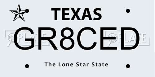 GR8CED Texas License Plate
