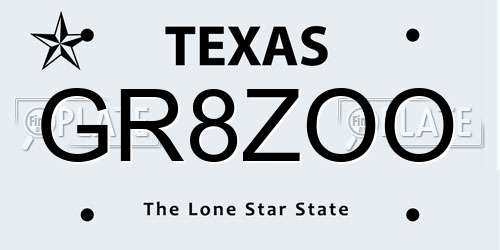 GR8ZOO Texas License Plate