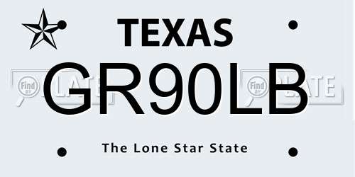GR90LB Texas License Plate
