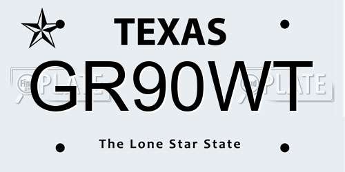 GR90WT Texas License Plate