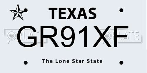 GR91XF Texas License Plate