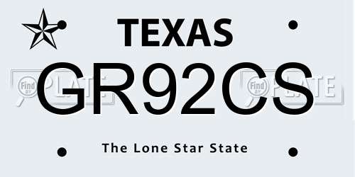 GR92CS Texas License Plate