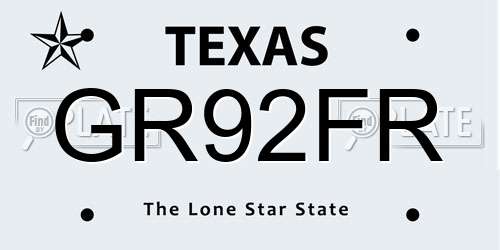 GR92FR Texas License Plate
