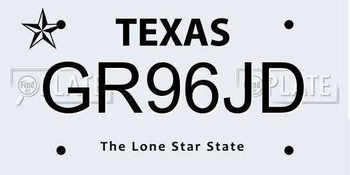 GR96JD Texas License Plate