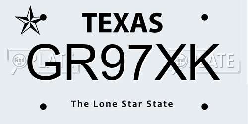 GR97XK Texas License Plate