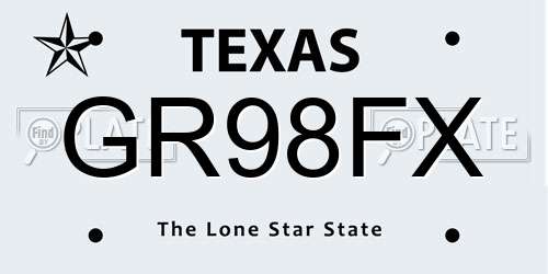 GR98FX Texas License Plate