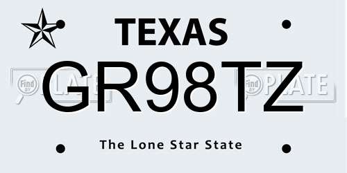 GR98TZ Texas License Plate
