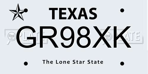 GR98XK Texas License Plate