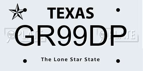GR99DP Texas License Plate