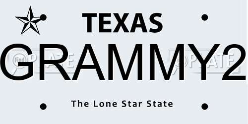 GRAMMY2 Texas License Plate