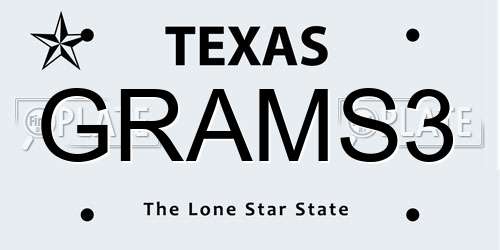 GRAMS3 Texas License Plate
