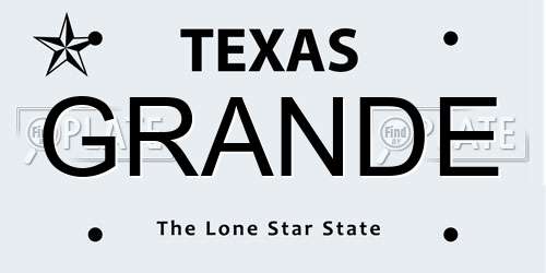 GRANDE Texas License Plate
