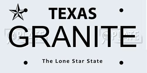 GRANITE Texas License Plate