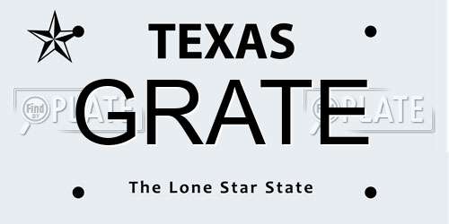 GRATE Texas License Plate