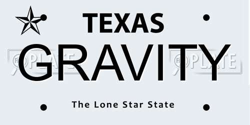 GRAVITY Texas License Plate
