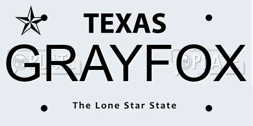 GRAYFOX Texas License Plate