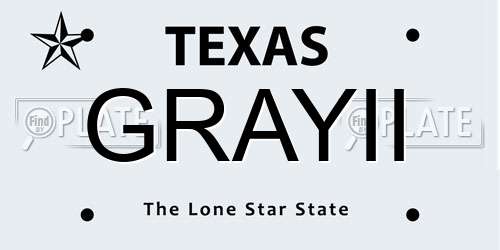 GRAYII Texas License Plate