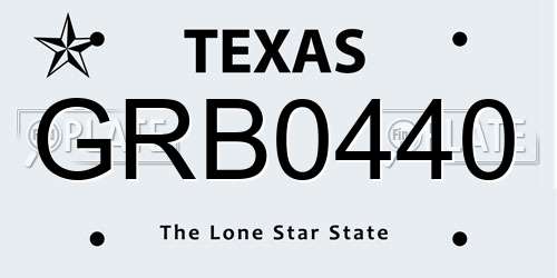 GRB0440 Texas License Plate