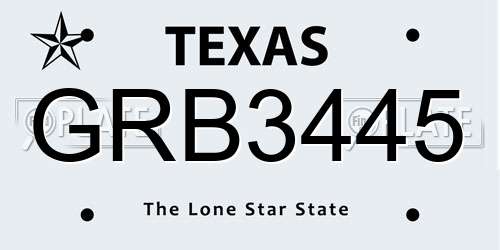 GRB3445 Texas License Plate
