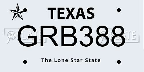 GRB388 Texas License Plate